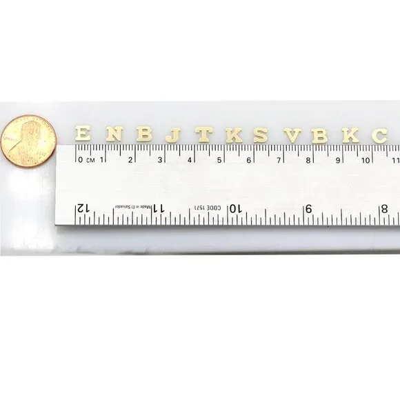 14k Gold Mini Alphabet Earrings Studs Sold as a Pair Fit for any Age - Picture 7 of 17